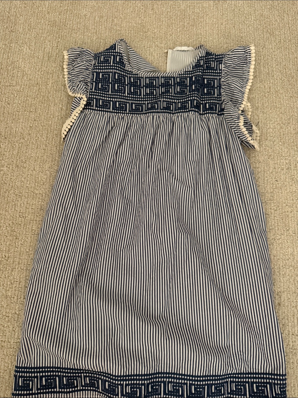THML Navy & White Striped Embroidered Sundress